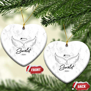 Personalized Memorial Christmas Ornament Custom Name With Angel Wings Remembrance Sympathy Gift TS10 Heart Marbel Print Your Wear