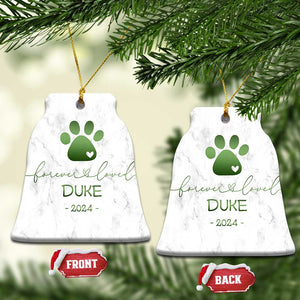 Personalized Pet Memorial Christmas Ornament Custom Name Forevel Loved TS10 Bell Flake Marbel Print Your Wear