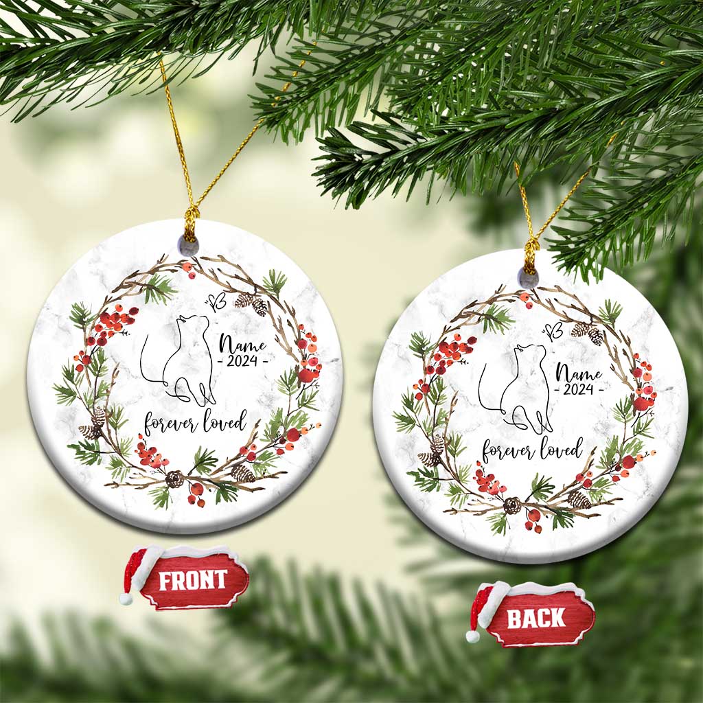 Personalized Cat Memorial Christmas Ornament Custom Name Kitty Loss Pet Sympathy Gift TS10 Circle White Print Your Wear