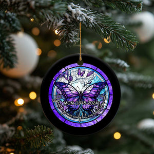 Personalized Memorial Christmas Ornament Custom Loss of Mother Grandma Sympathy Gift Butterfly Stained Glass TS10 Print Your Wear