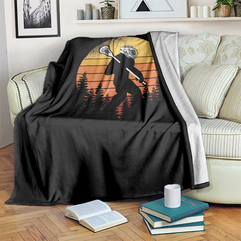 Funny Lax Bigfoot Throw Blanket Retro Vintage Sasquatch Lacrosse TS10 Print Your Wear