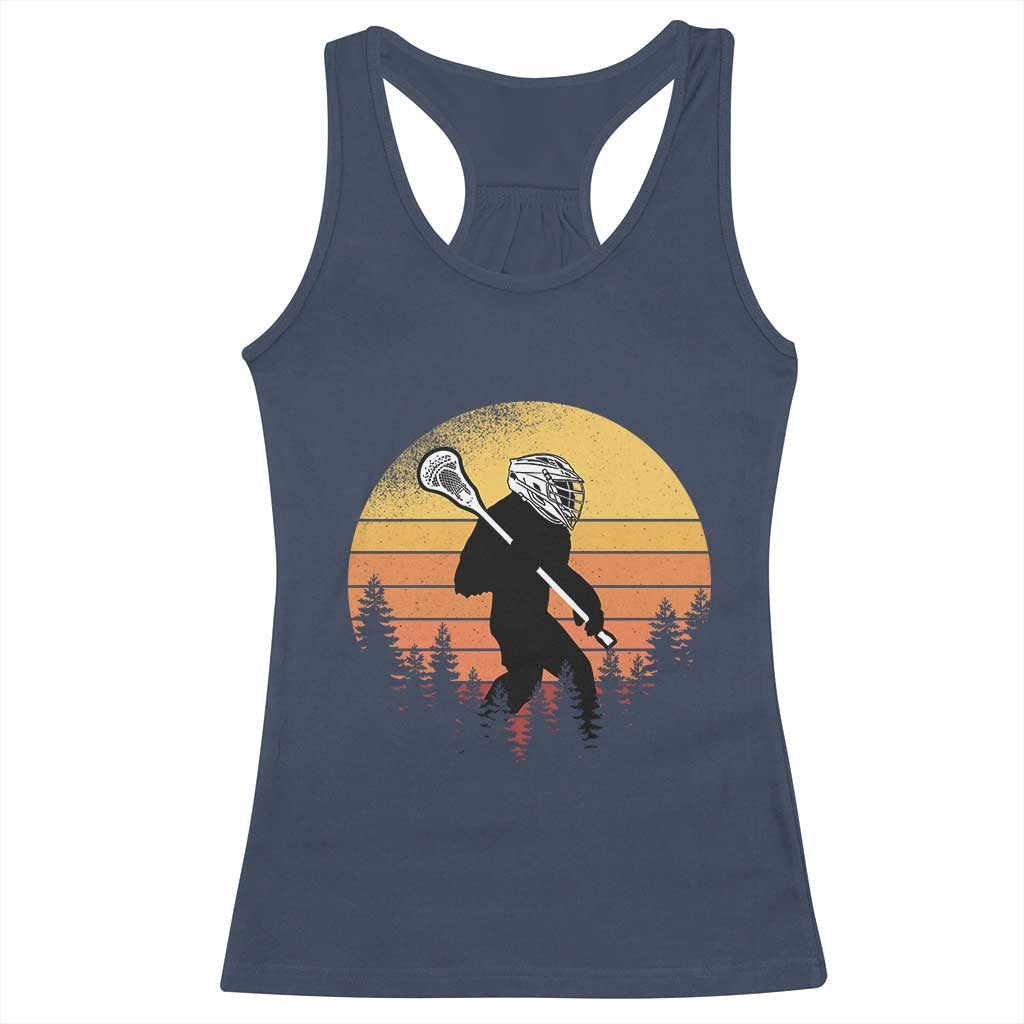 Funny Lax Bigfoot Racerback Tank Top Retro Vintage Sasquatch Lacrosse TS10 Navy Print Your Wear