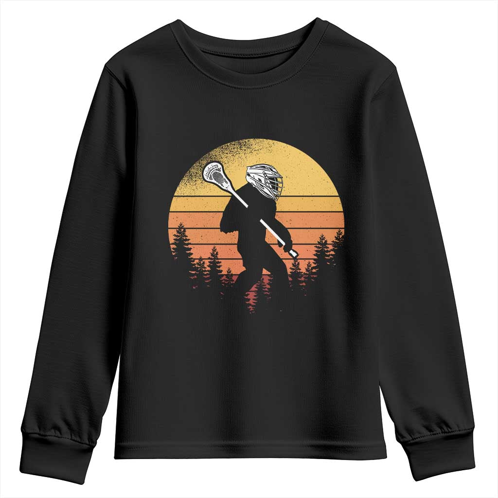 Funny Lax Bigfoot Youth Sweatshirt Retro Vintage Sasquatch Lacrosse TS10 Black Print Your Wear
