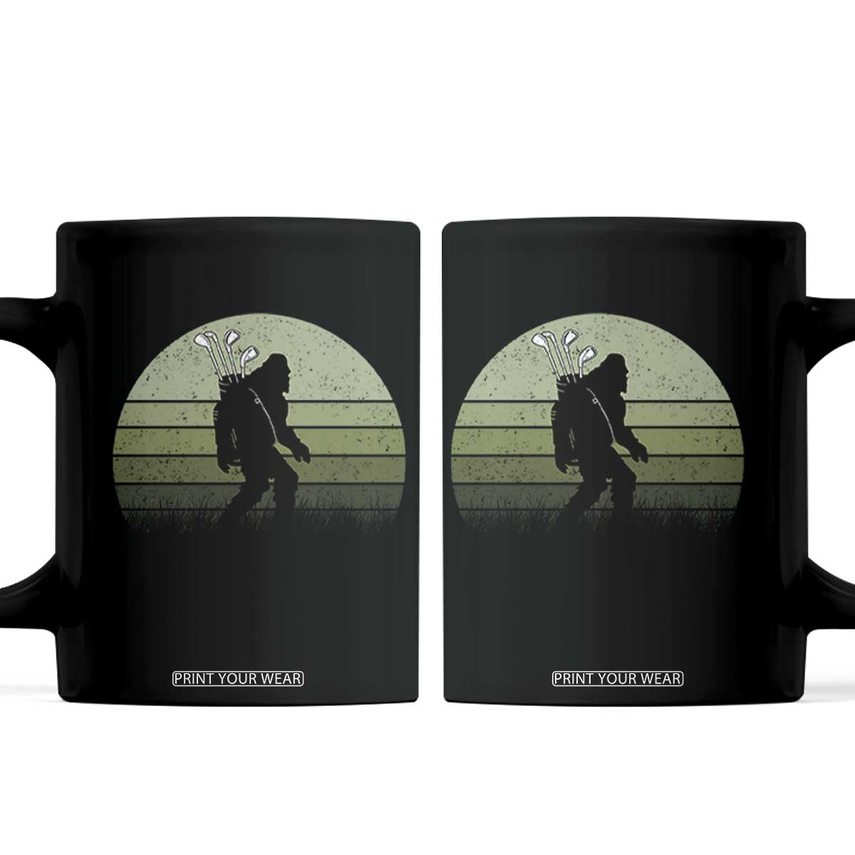 Bigfoot Golfer Coffee Mug Funny Sasquatch Golfing Golf Balls TS10 Black Print Your Wear