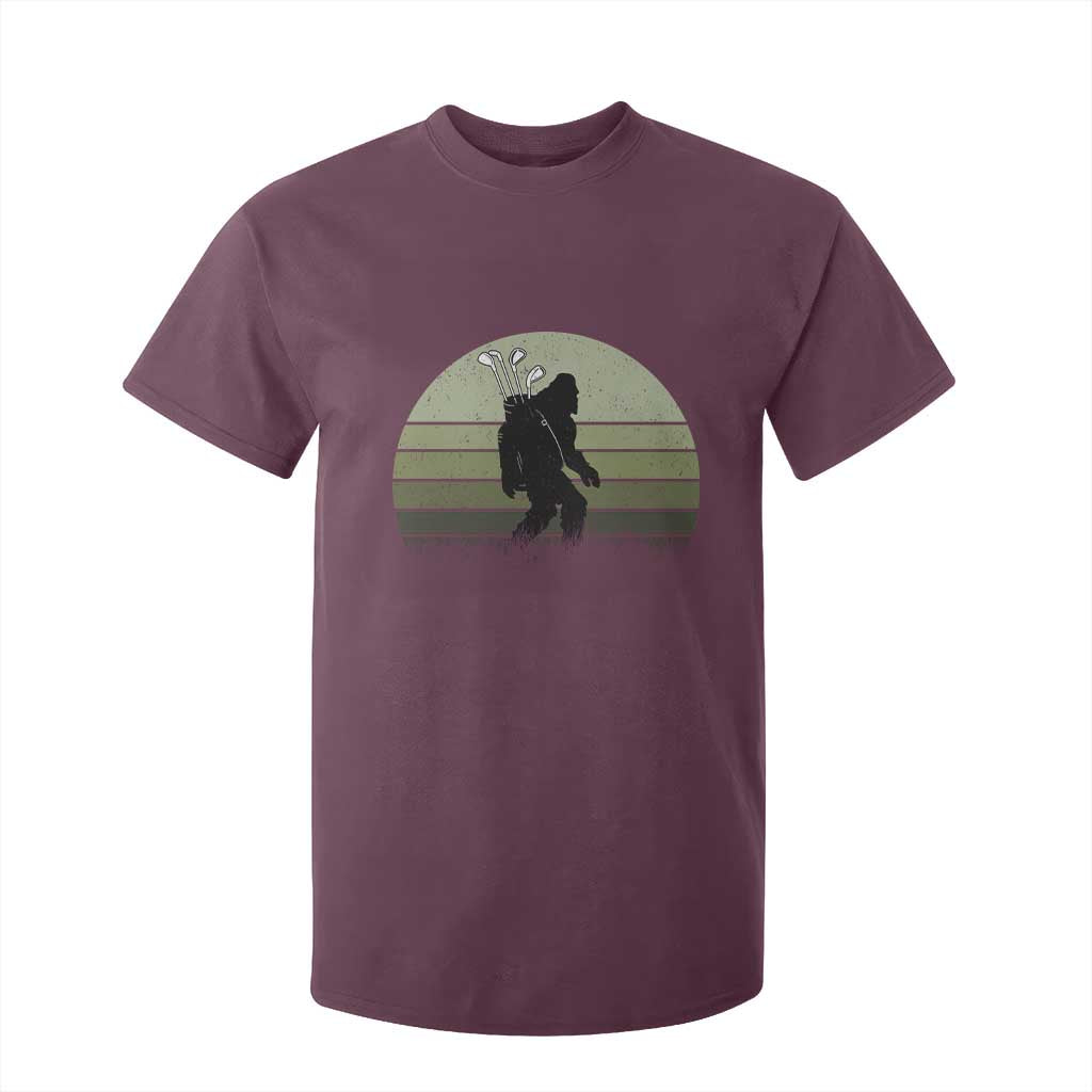 Bigfoot Golfer T Shirt For Kid Funny Sasquatch Golfing Golf Balls TS10 Maroon Print Your Wear