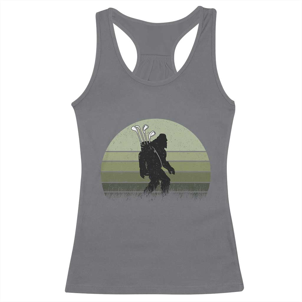 Bigfoot Golfer Racerback Tank Top Funny Sasquatch Golfing Golf Balls TS10 Charcoal Print Your Wear