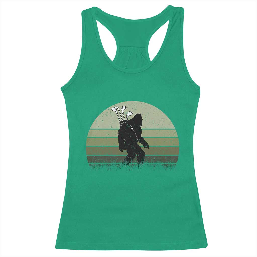 Bigfoot Golfer Racerback Tank Top Funny Sasquatch Golfing Golf Balls TS10 Irish Green Print Your Wear