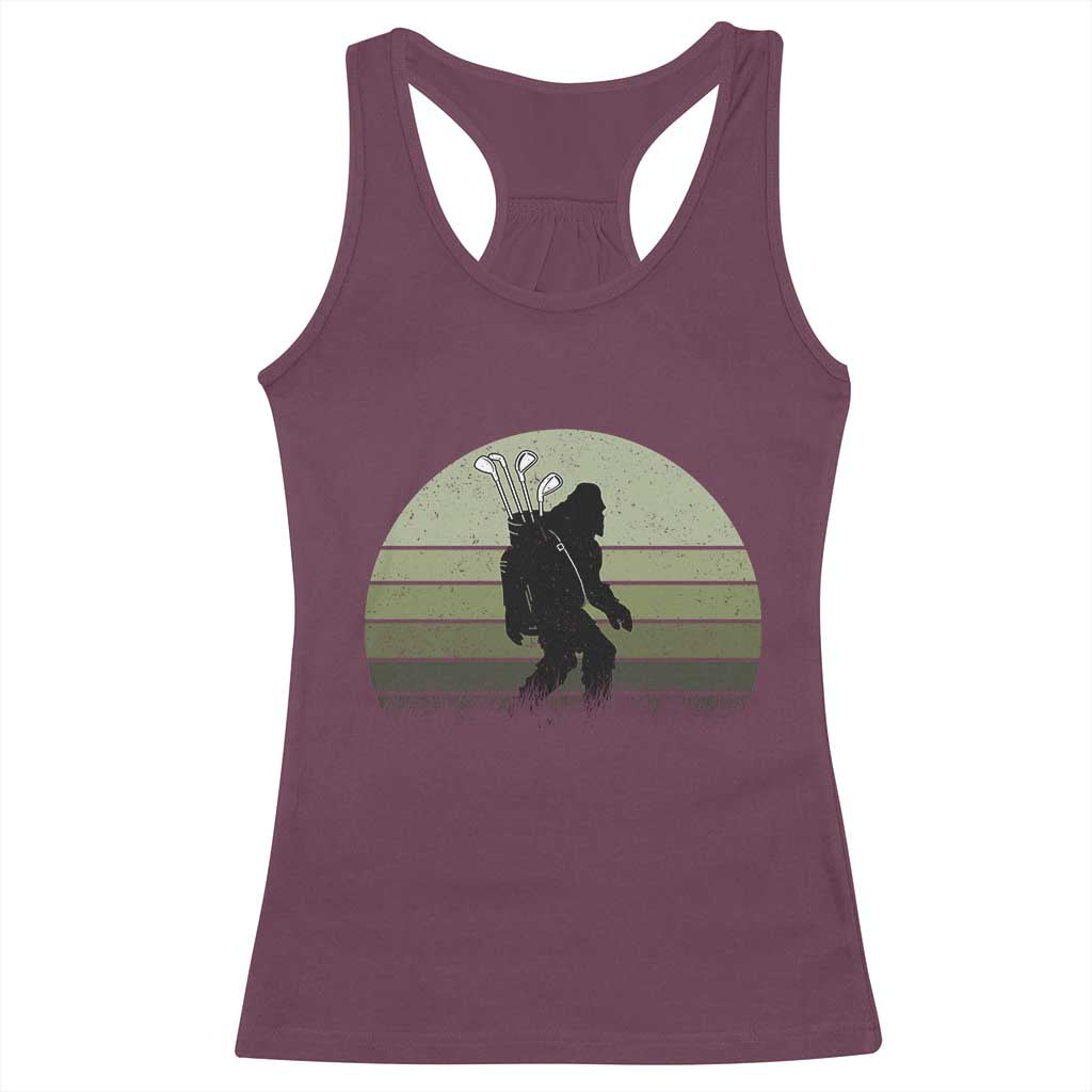 Bigfoot Golfer Racerback Tank Top Funny Sasquatch Golfing Golf Balls TS10 Maroon Print Your Wear