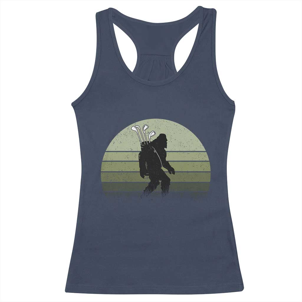 Bigfoot Golfer Racerback Tank Top Funny Sasquatch Golfing Golf Balls TS10 Navy Print Your Wear