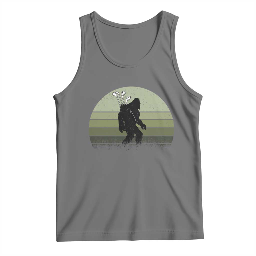 Bigfoot Golfer Tank Top Funny Sasquatch Golfing Golf Balls TS10 Black Heather Print Your Wear