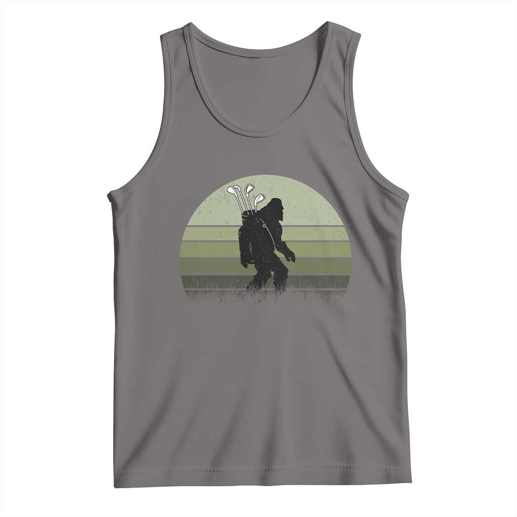 Bigfoot Golfer Tank Top Funny Sasquatch Golfing Golf Balls TS10 Deep Heather Print Your Wear