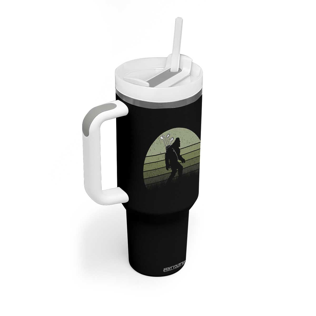Bigfoot Golfer Tumbler With Handle Funny Sasquatch Golfing Golf Balls TS10 Print Your Wear