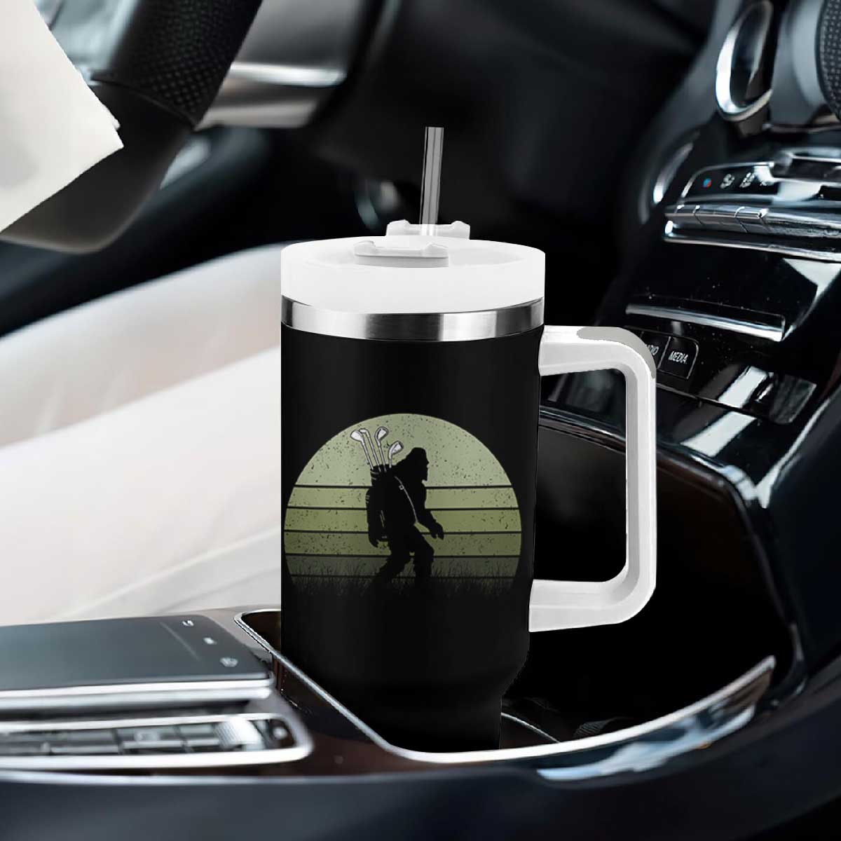 Bigfoot Golfer Tumbler With Handle Funny Sasquatch Golfing Golf Balls TS10 Print Your Wear