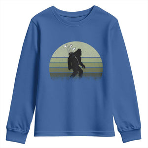 Bigfoot Golfer Youth Sweatshirt Funny Sasquatch Golfing Golf Balls TS10 Royal Blue Print Your Wear