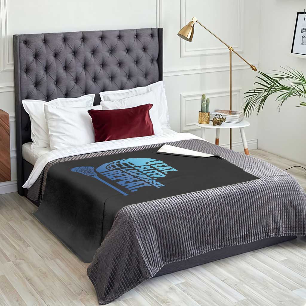 Eat Sleep Lacrosse Repeat Throw Blanket Funny Lax Lover Player TS10 Print Your Wear