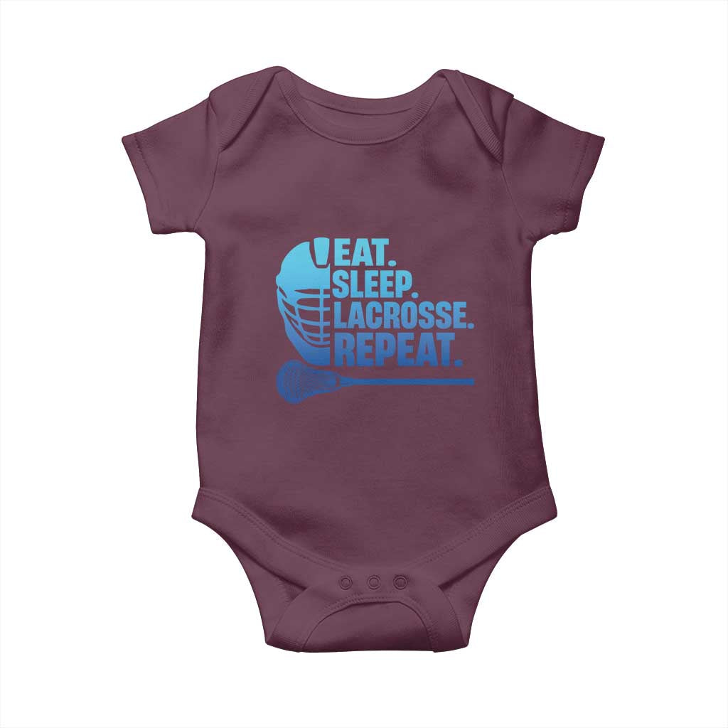 Eat Sleep Lacrosse Repeat Baby Onesie Funny Lax Lover Player TS10 Maroon Print Your Wear