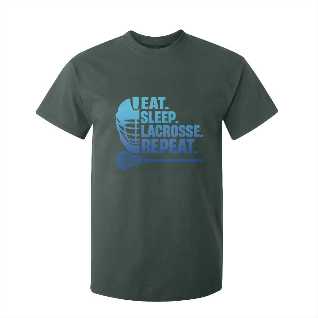 Eat Sleep Lacrosse Repeat T Shirt For Kid Funny Lax Lover Player TS10 Dark Forest Green Print Your Wear