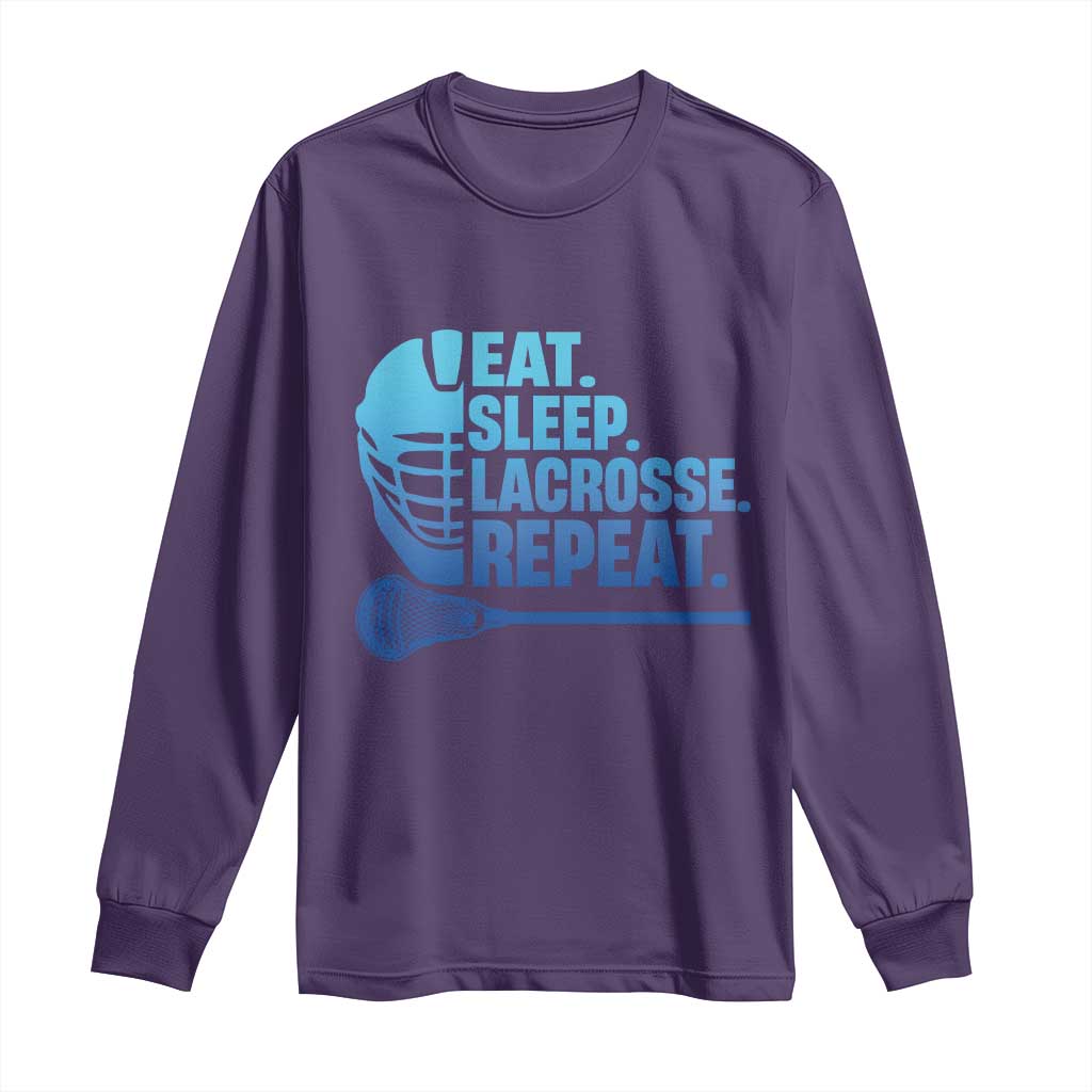 Eat Sleep Lacrosse Repeat Long Sleeve Shirt Funny Lax Lover Player TS10 Purple Print Your Wear