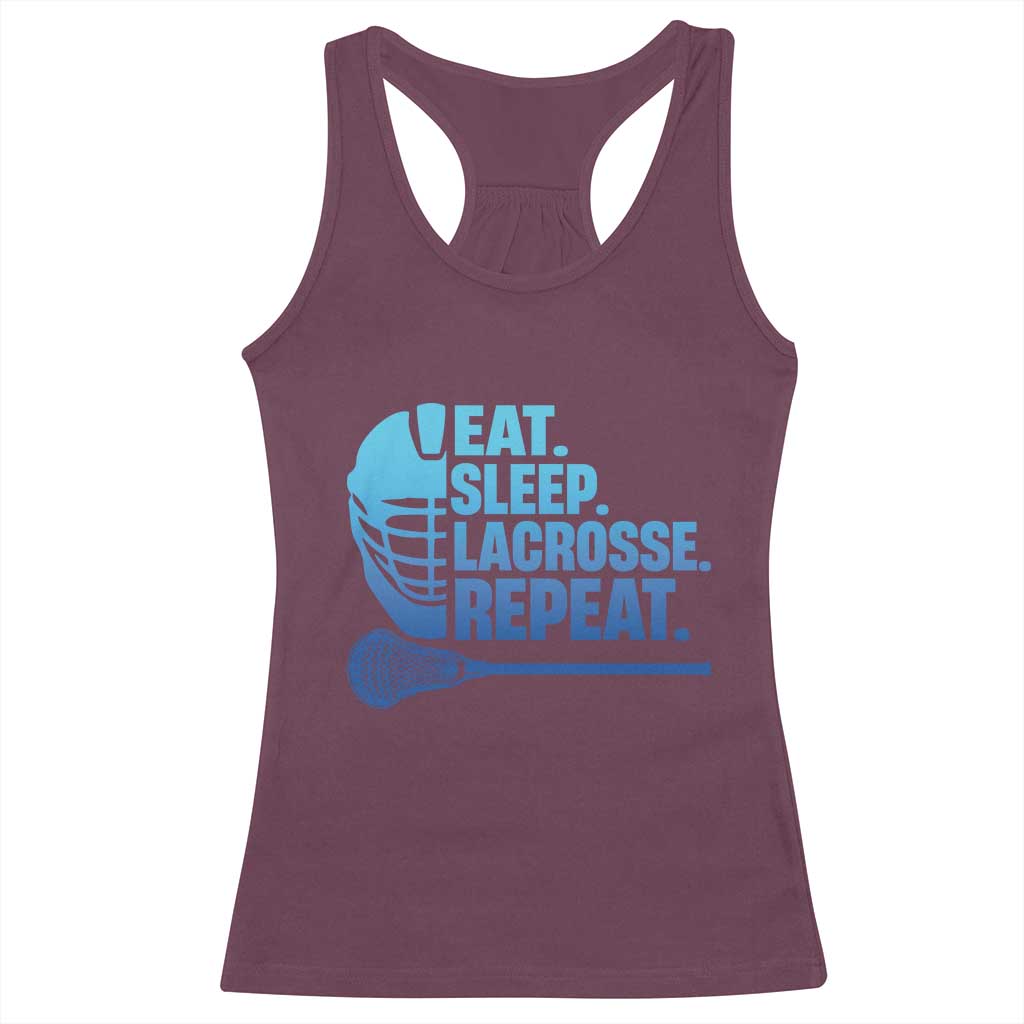Eat Sleep Lacrosse Repeat Racerback Tank Top Funny Lax Lover Player TS10 Maroon Print Your Wear