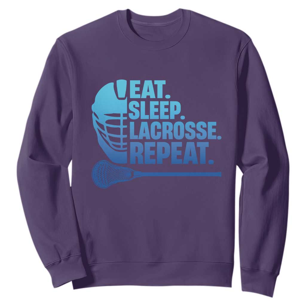 Eat Sleep Lacrosse Repeat Sweatshirt Funny Lax Lover Player TS10 Purple Print Your Wear