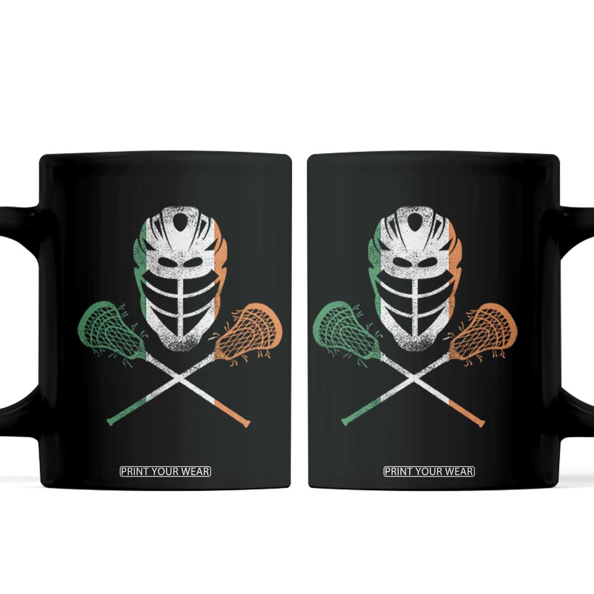 Ireland Lacrosse Coffee Mug Irish Flag Ireland TS10 Black Print Your Wear