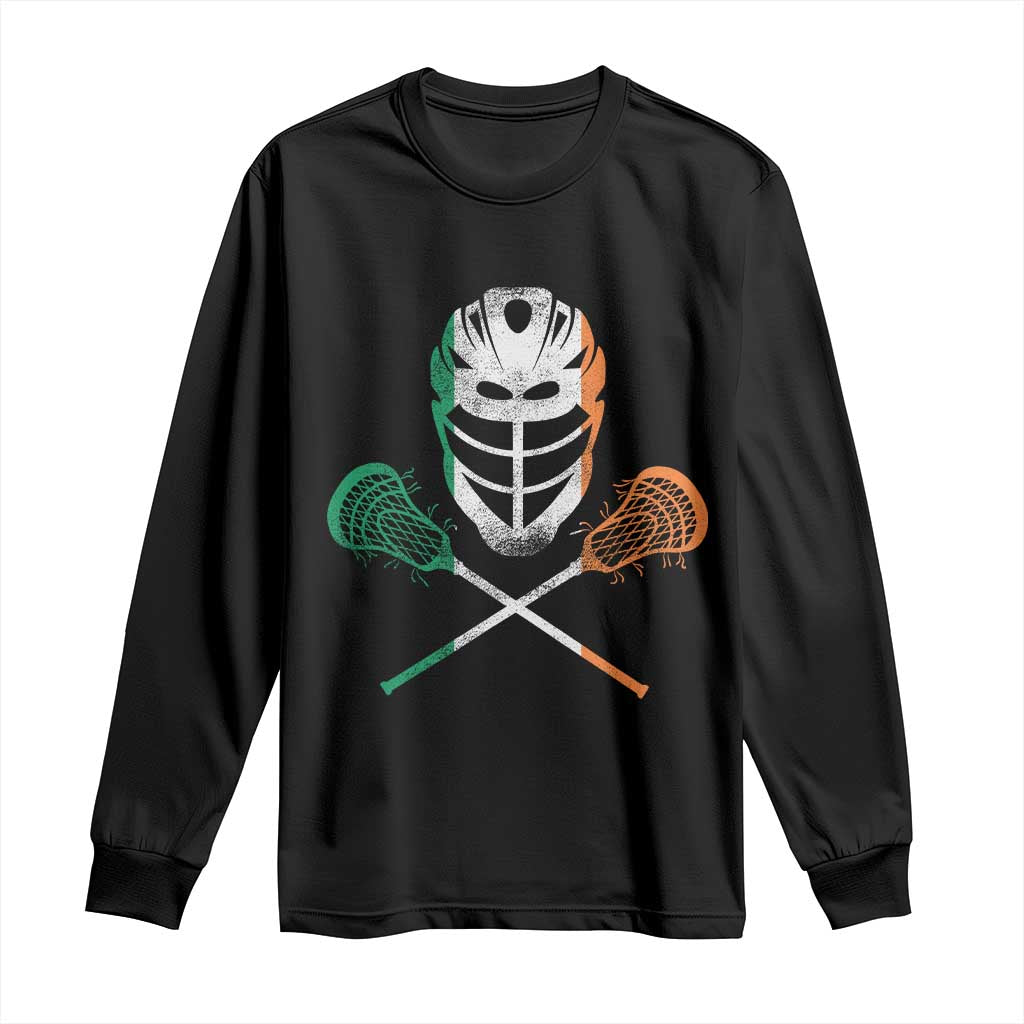 Ireland Lacrosse Long Sleeve Shirt Irish Flag Ireland TS10 Black Print Your Wear