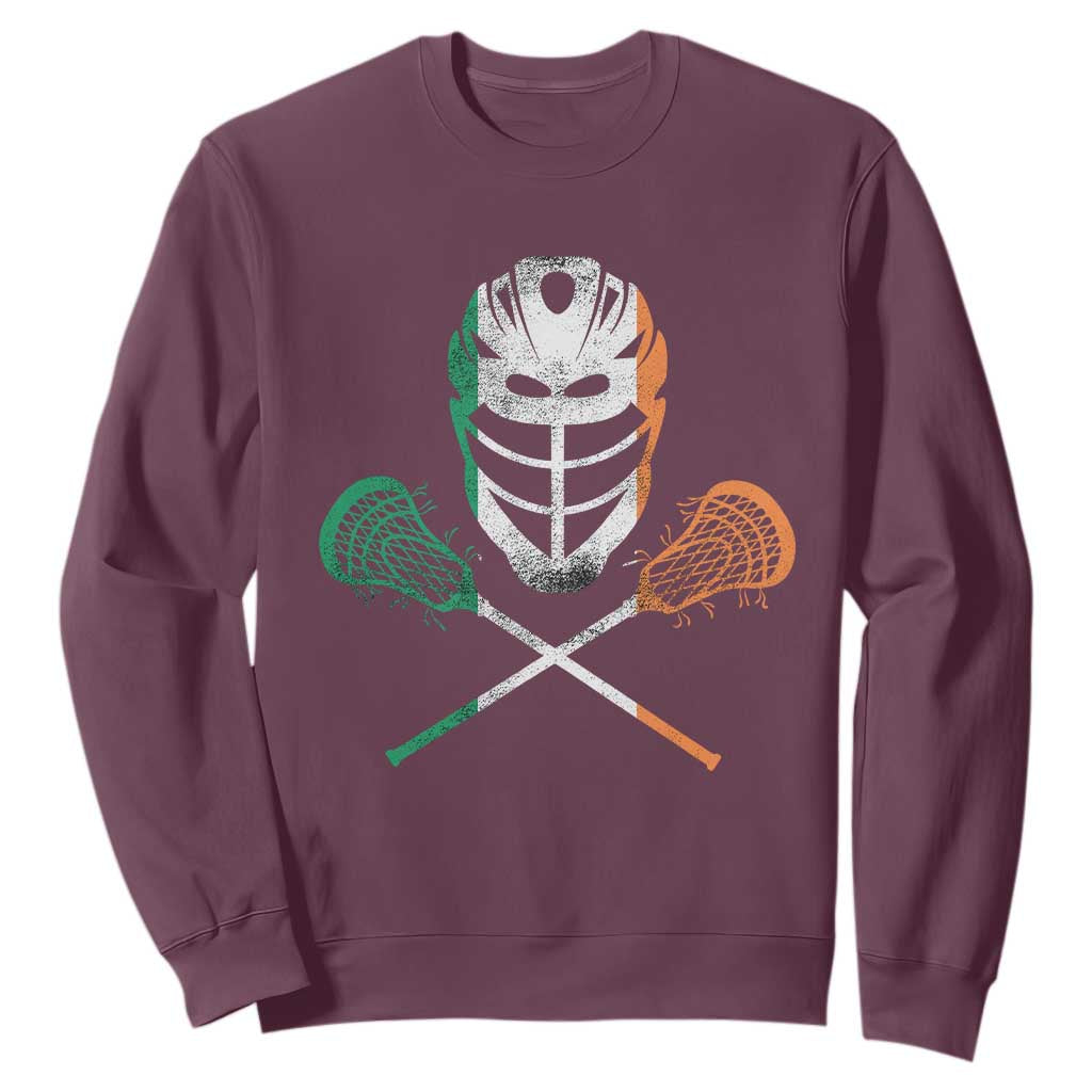 Ireland Lacrosse Sweatshirt Irish Flag Ireland TS10 Maroon Print Your Wear