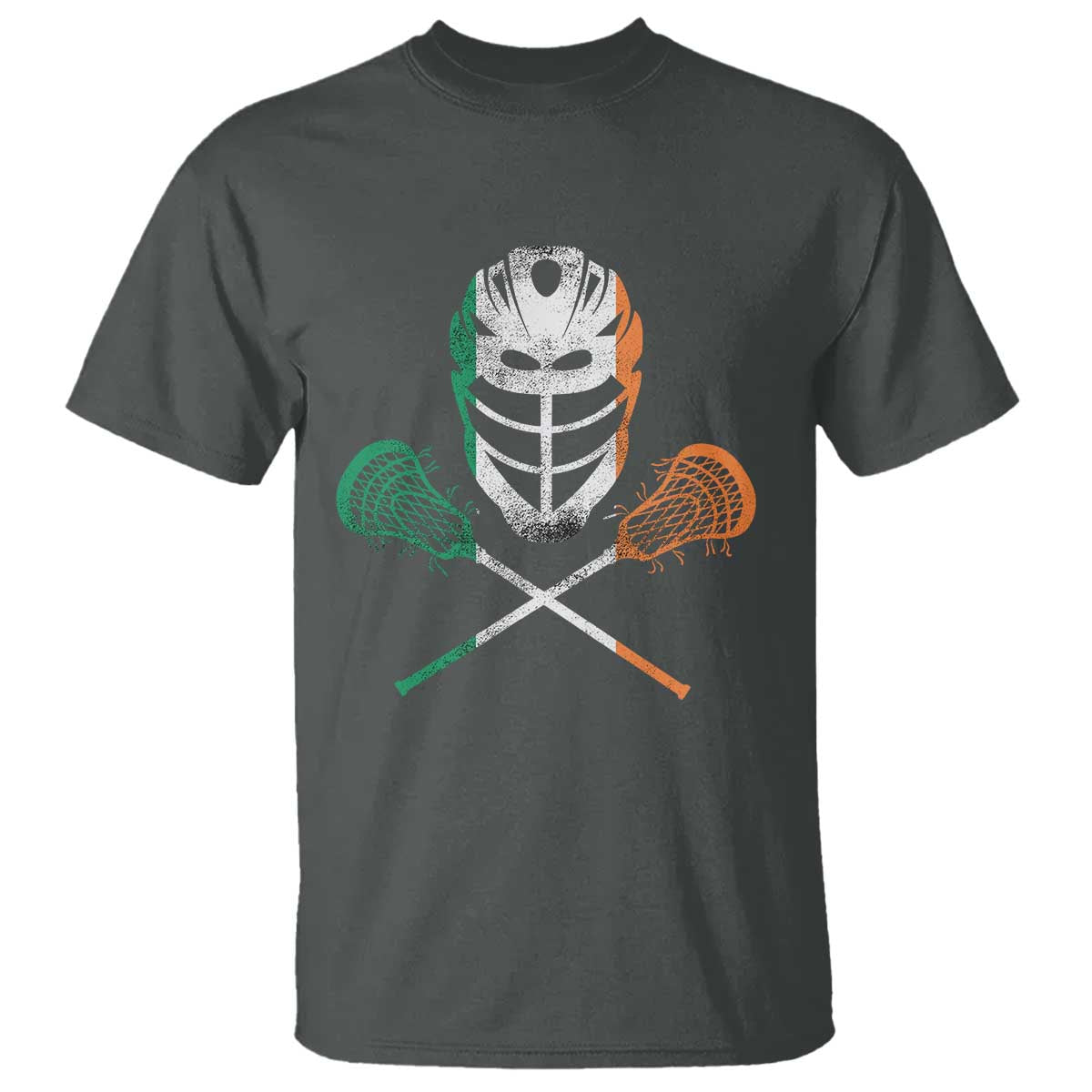 Ireland Lacrosse T Shirt Irish Flag Ireland TS10 Dark Heather Print Your Wear