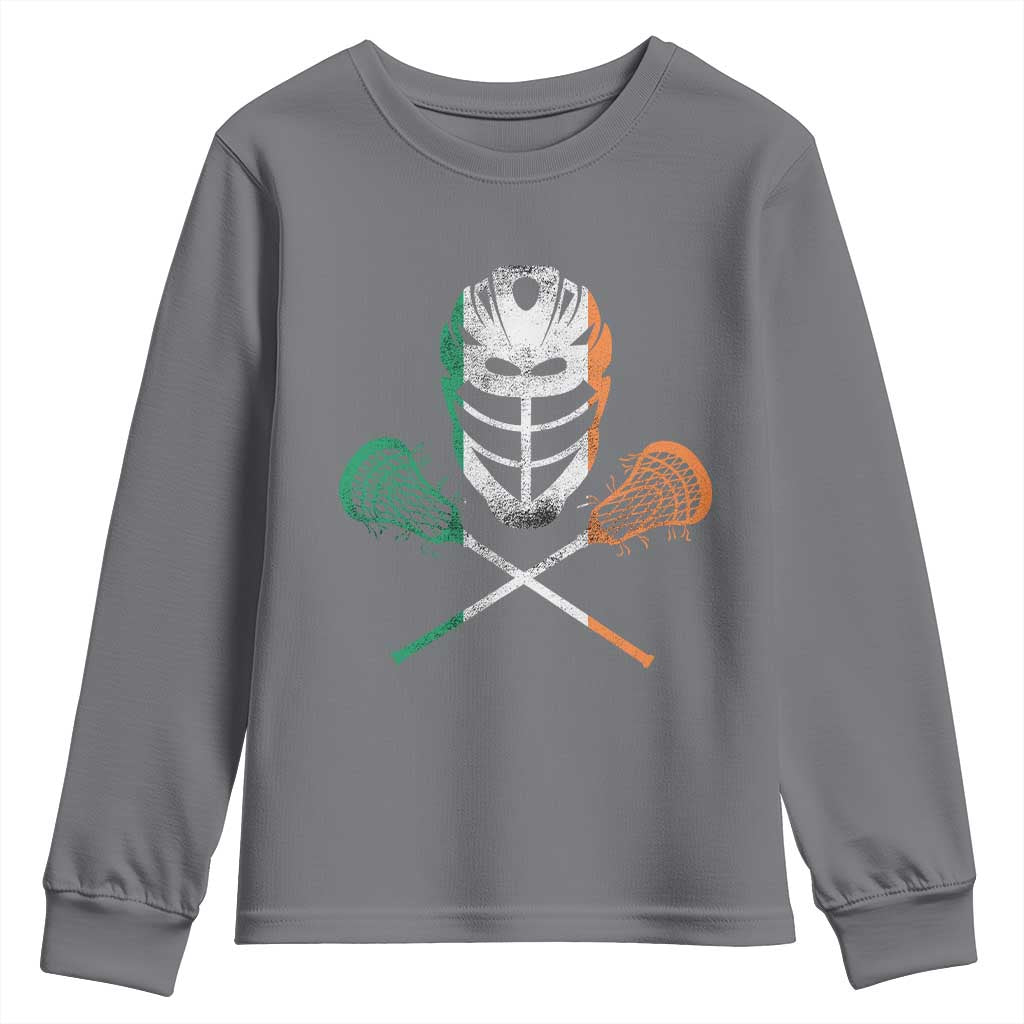Ireland Lacrosse Youth Sweatshirt Irish Flag Ireland TS10 Charcoal Print Your Wear
