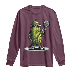 Funny Lacrosse Long Sleeve Shirt Pickle Playing Lax Lover Player TS10 Maroon Print Your Wear