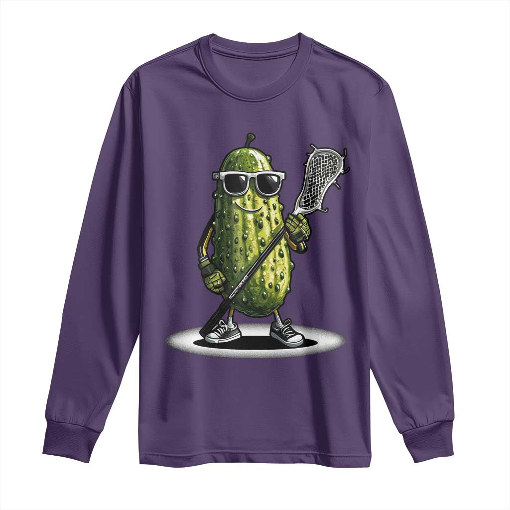 Funny Lacrosse Long Sleeve Shirt Pickle Playing Lax Lover Player TS10 Purple Print Your Wear