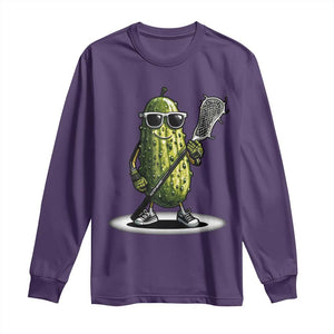 Funny Lacrosse Long Sleeve Shirt Pickle Playing Lax Lover Player TS10 Purple Print Your Wear