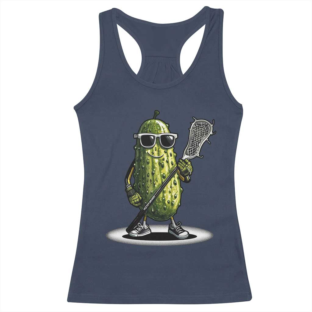 Funny Lacrosse Racerback Tank Top Pickle Playing Lax Lover Player TS10 Navy Print Your Wear