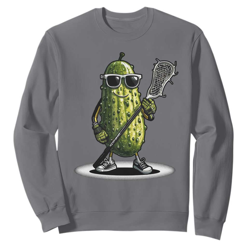 Funny Lacrosse Sweatshirt Pickle Playing Lax Lover Player TS10 Charcoal Print Your Wear