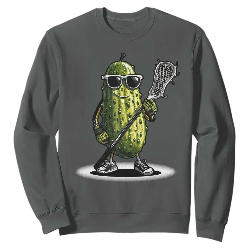 Funny Lacrosse Sweatshirt Pickle Playing Lax Lover Player TS10 Dark Heather Print Your Wear
