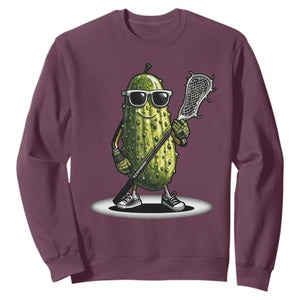 Funny Lacrosse Sweatshirt Pickle Playing Lax Lover Player TS10 Maroon Print Your Wear