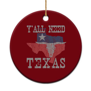 Yall Need Texas Ceramic Ornament State Map Vintage TS10 1pc Red Print Your Wear