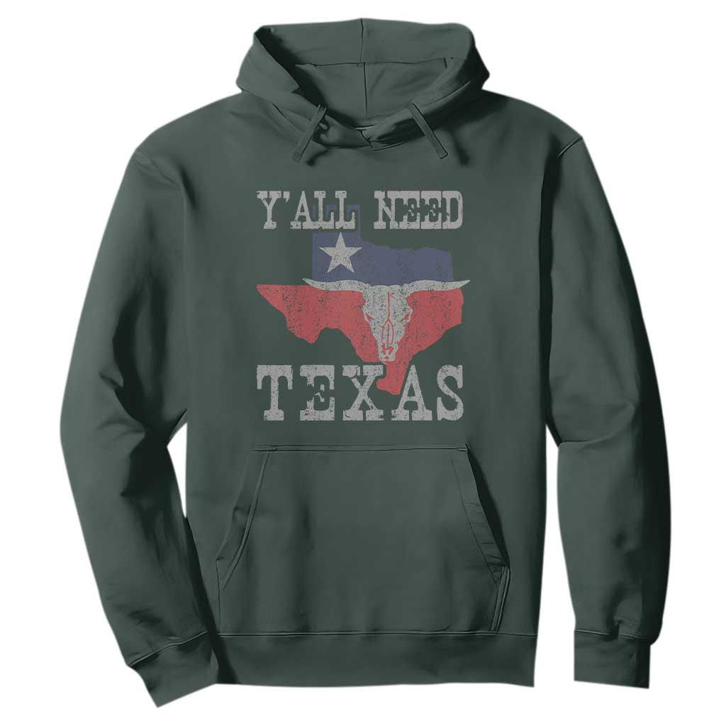 Yall Need Texas Hoodie State Map Vintage TS10 Dark Forest Green Print Your Wear