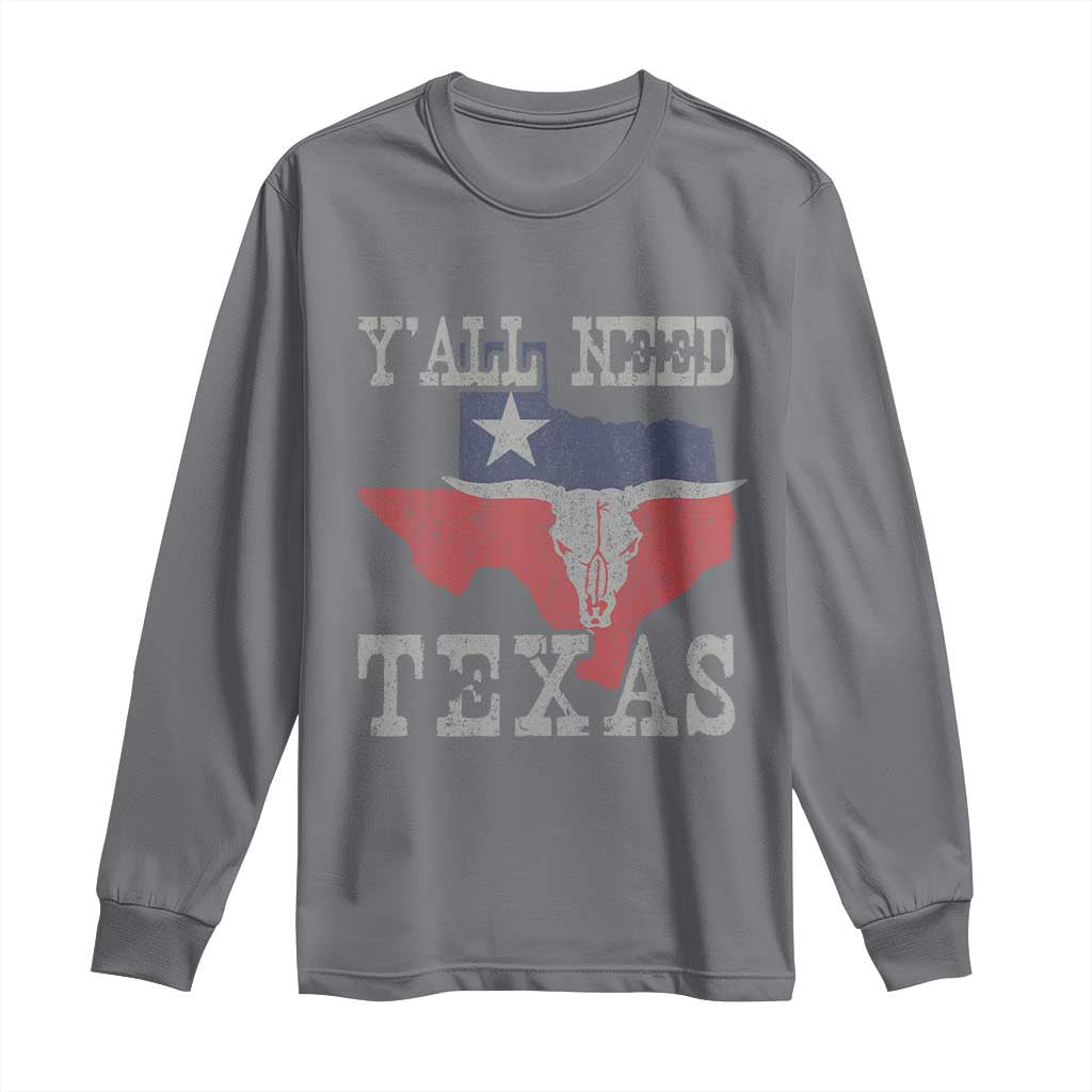 Yall Need Texas Long Sleeve Shirt State Map Vintage TS10 Charcoal Print Your Wear