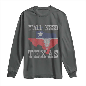 Yall Need Texas Long Sleeve Shirt State Map Vintage TS10 Dark Heather Print Your Wear
