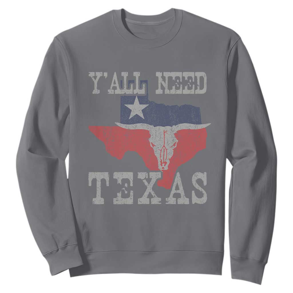 Yall Need Texas Sweatshirt State Map Vintage TS10 Charcoal Print Your Wear
