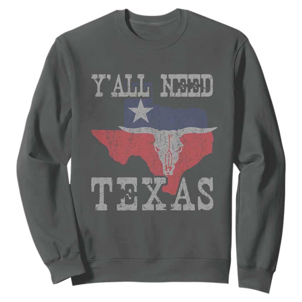 Yall Need Texas Sweatshirt State Map Vintage TS10 Dark Heather Print Your Wear