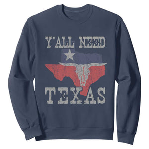 Yall Need Texas Sweatshirt State Map Vintage TS10 Navy Print Your Wear