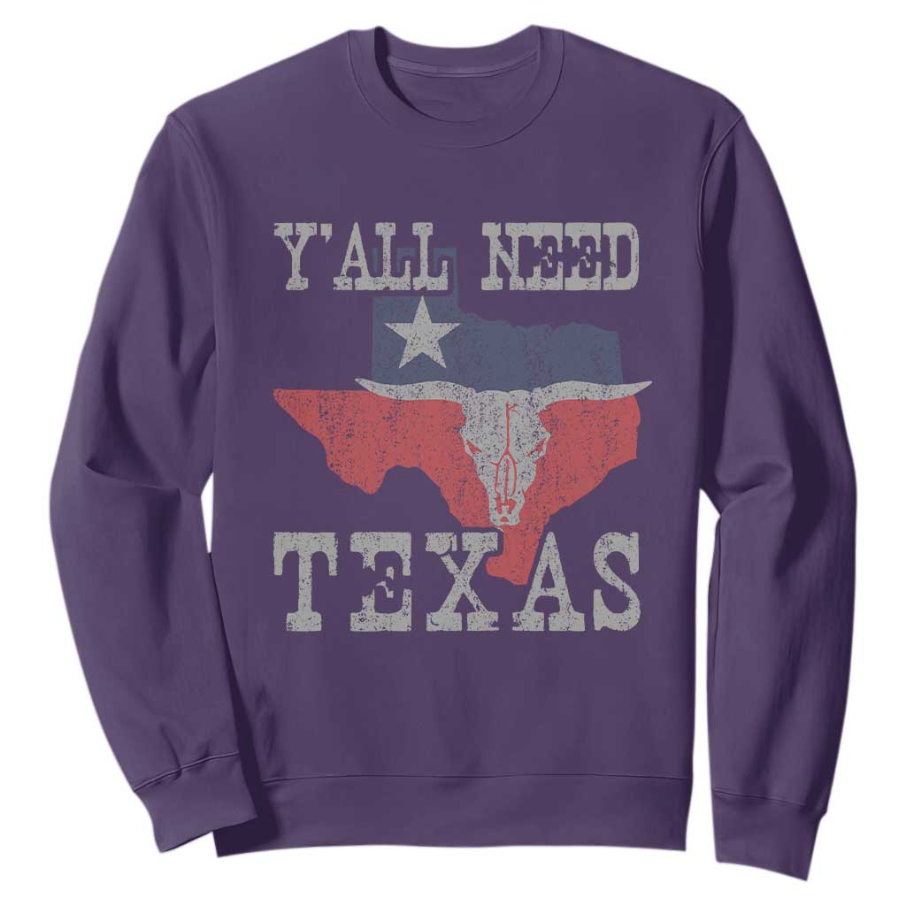 Yall Need Texas Sweatshirt State Map Vintage TS10 Purple Print Your Wear