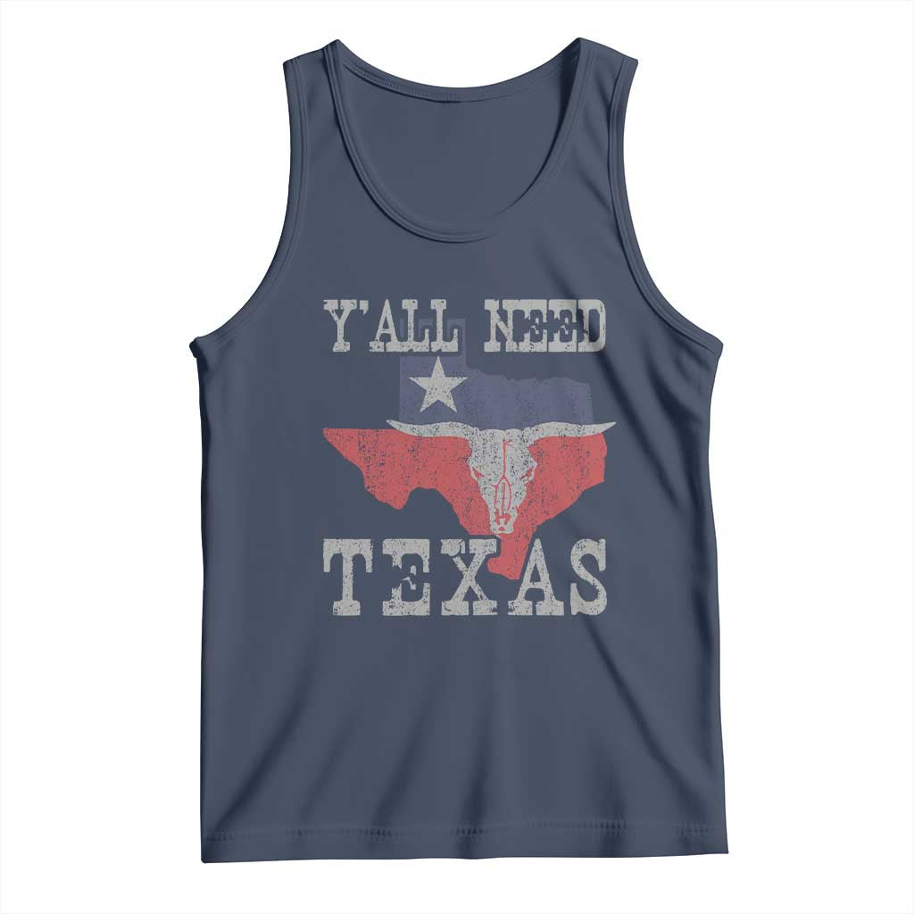 Yall Need Texas Tank Top State Map Vintage TS10 Navy Print Your Wear