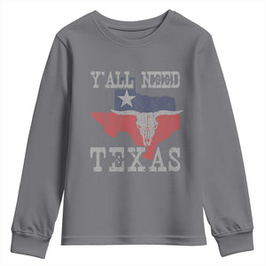 Yall Need Texas Youth Sweatshirt State Map Vintage TS10 Charcoal Print Your Wear
