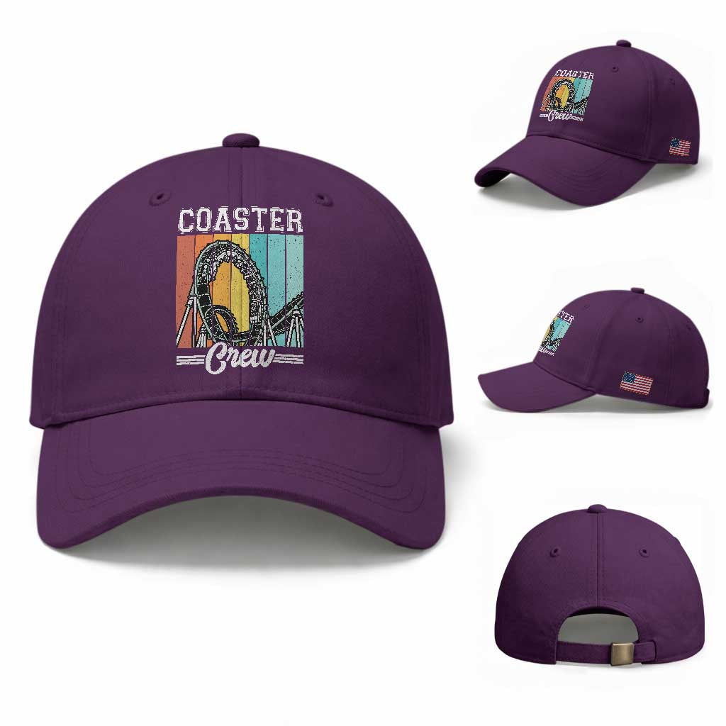 Vintage Rollercoaster Crew Baseball Cap Family Roller Coaster Amusement Park TS10 Baseball Cap Universal Fit Purple Print Your Wear