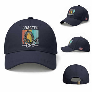 Vintage Rollercoaster Crew Baseball Cap Family Roller Coaster Amusement Park TS10 Baseball Cap Universal Fit Navy Print Your Wear