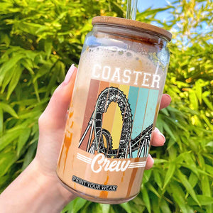 Vintage Rollercoaster Crew Glass Can Family Roller Coaster Amusement Park TS10 Black Print Your Wear