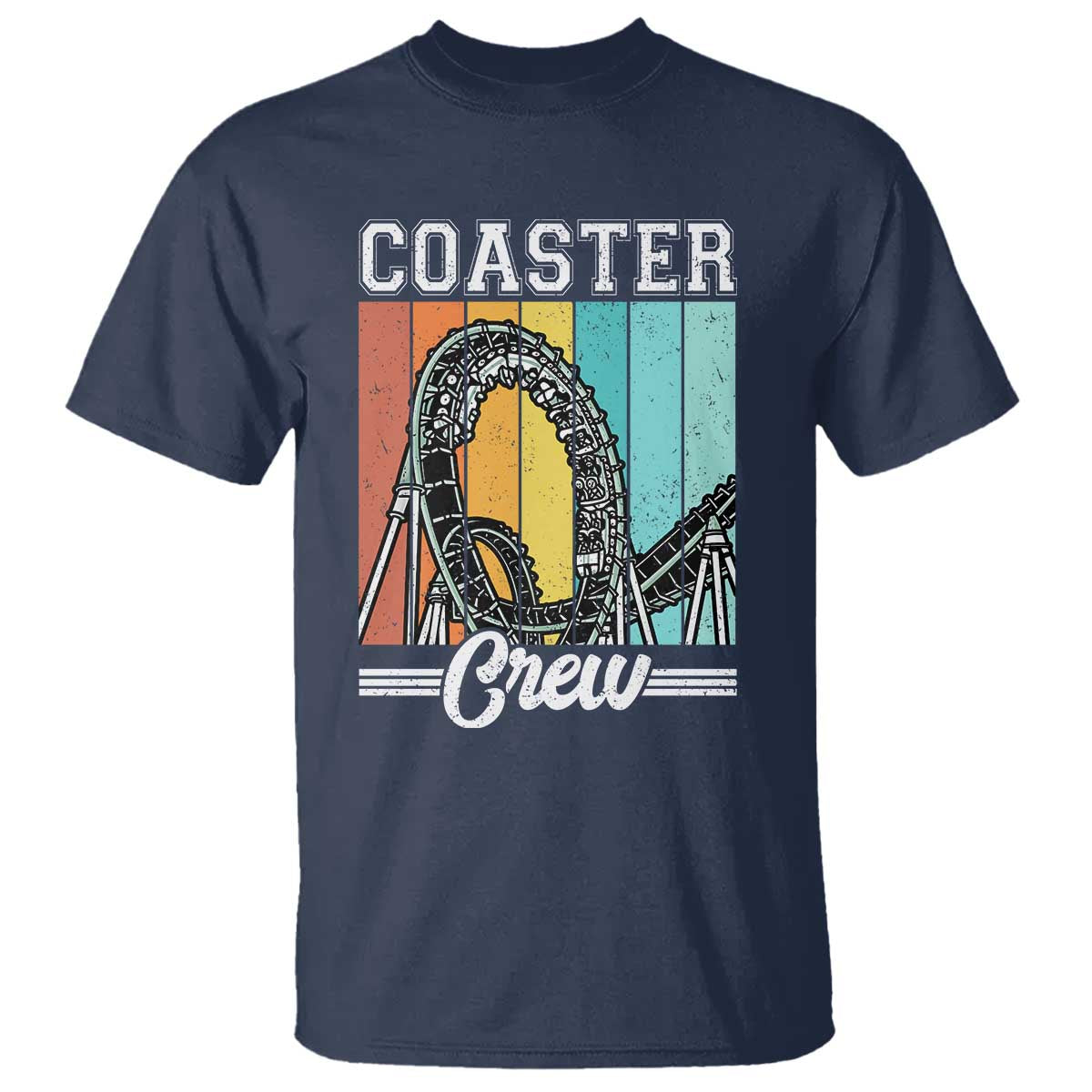 Vintage Rollercoaster Crew T Shirt Family Roller Coaster Amusement Park TS10 Navy Print Your Wear